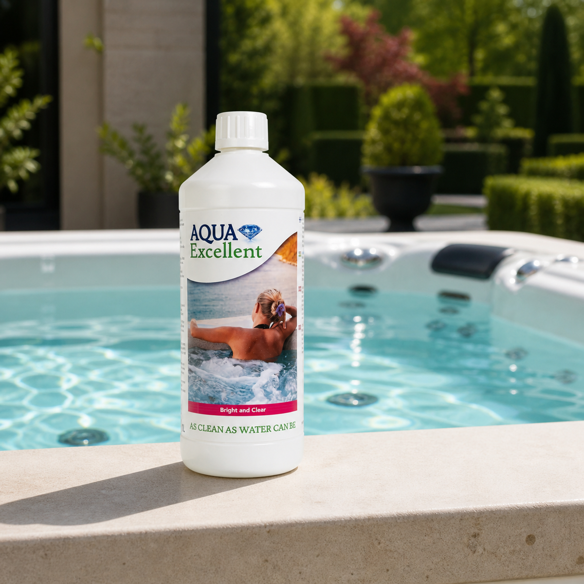 Aqua Excellent Bright & Clear 1 L près d’un spa à l’eau claire