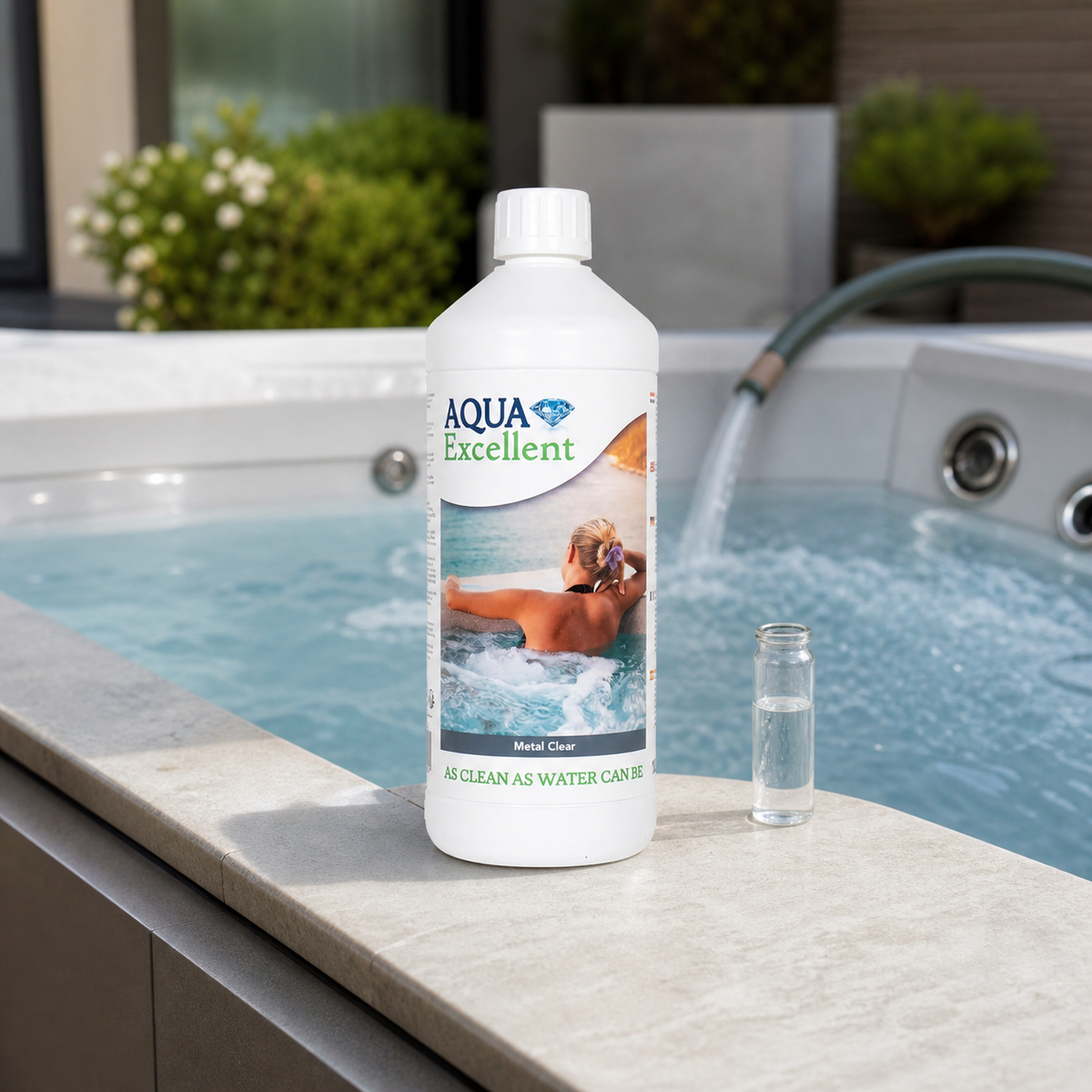 Aqua Excellent Métal Clear 1 L lors du remplissage d’un spa