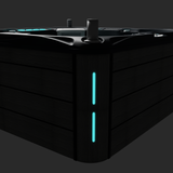 Spa Volcano 5 places, coloris Midnight Opal noir, vue d'angle avec eclairage LED allume