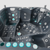 Spa Volcano 5 places, coloris Midnight Opal noir, vue rapprochee de l'interieur de la coque et des sieges